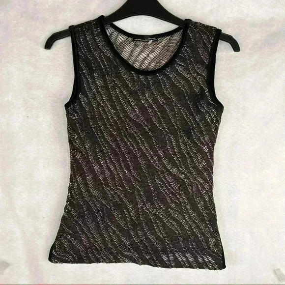 ZARA Women Metallic Meah Top Sz S Sleeveless Retro Funky Preppy - Picture 1 of 8
